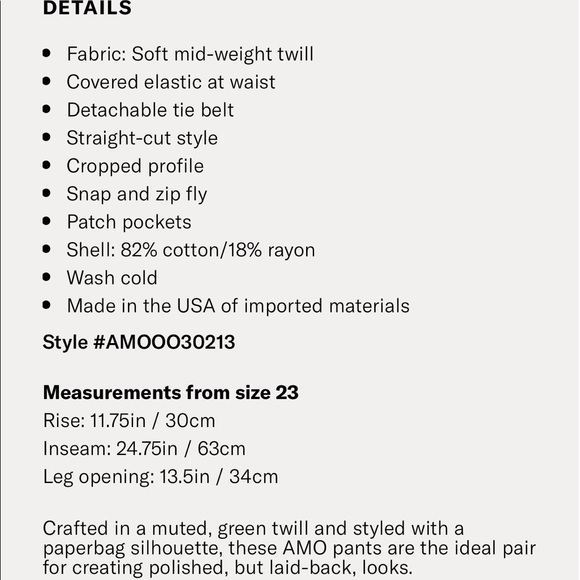 | AMO | paper bag relaxed pants. Size 27. - Picture 6 of 8